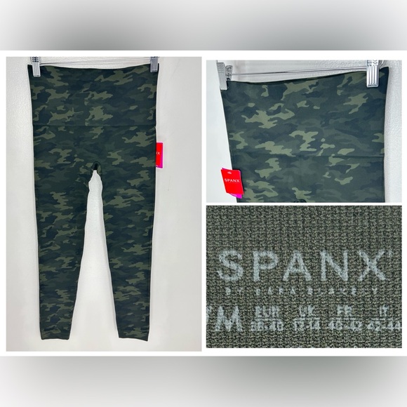 Spanx NWT Look At Me Now Leggings Size Medium Womens Black Camo FL3515 Shapewear - Picture 1 of 13
